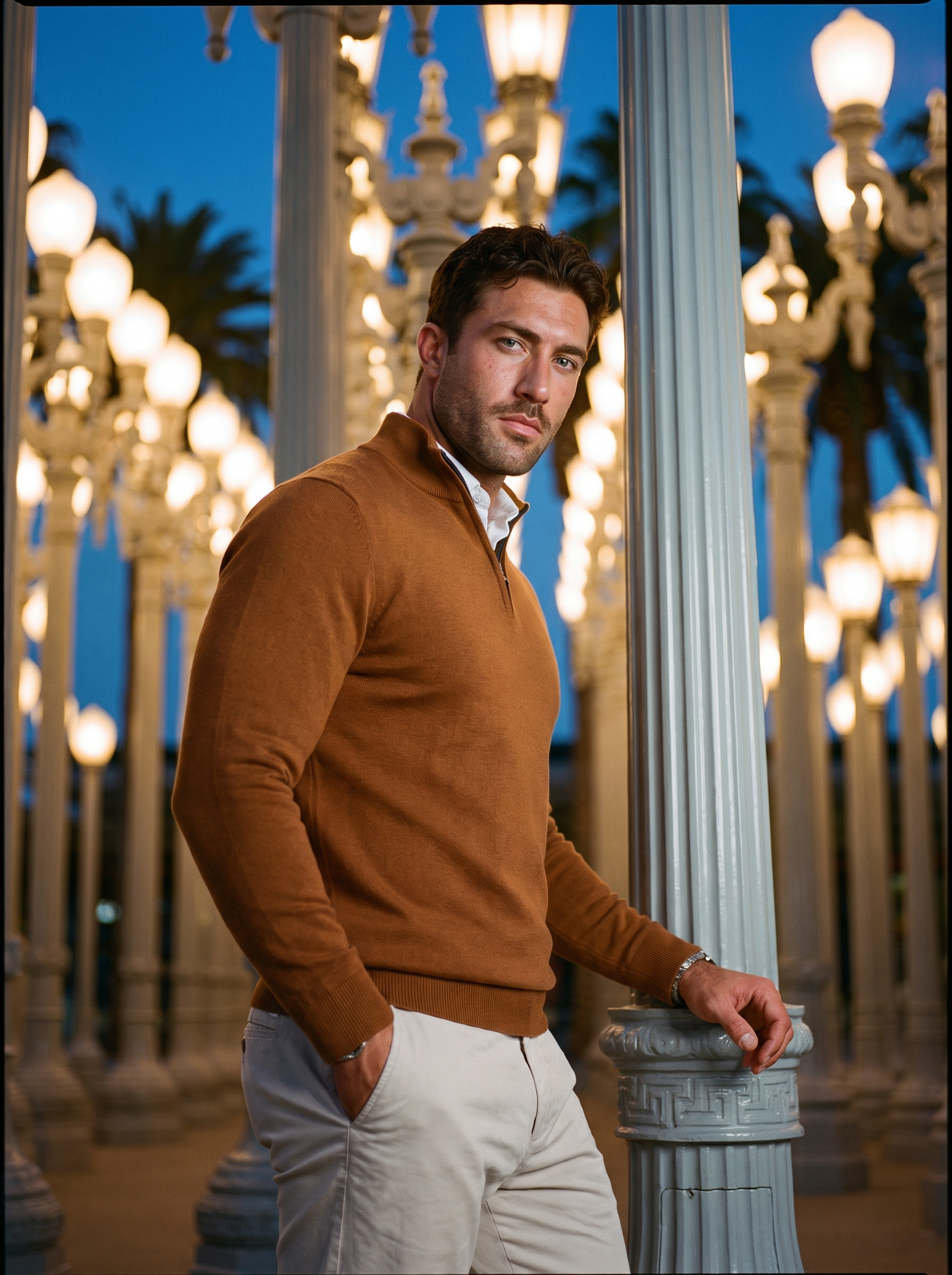 Quarter-Zip Mock Neck Knit Pullover