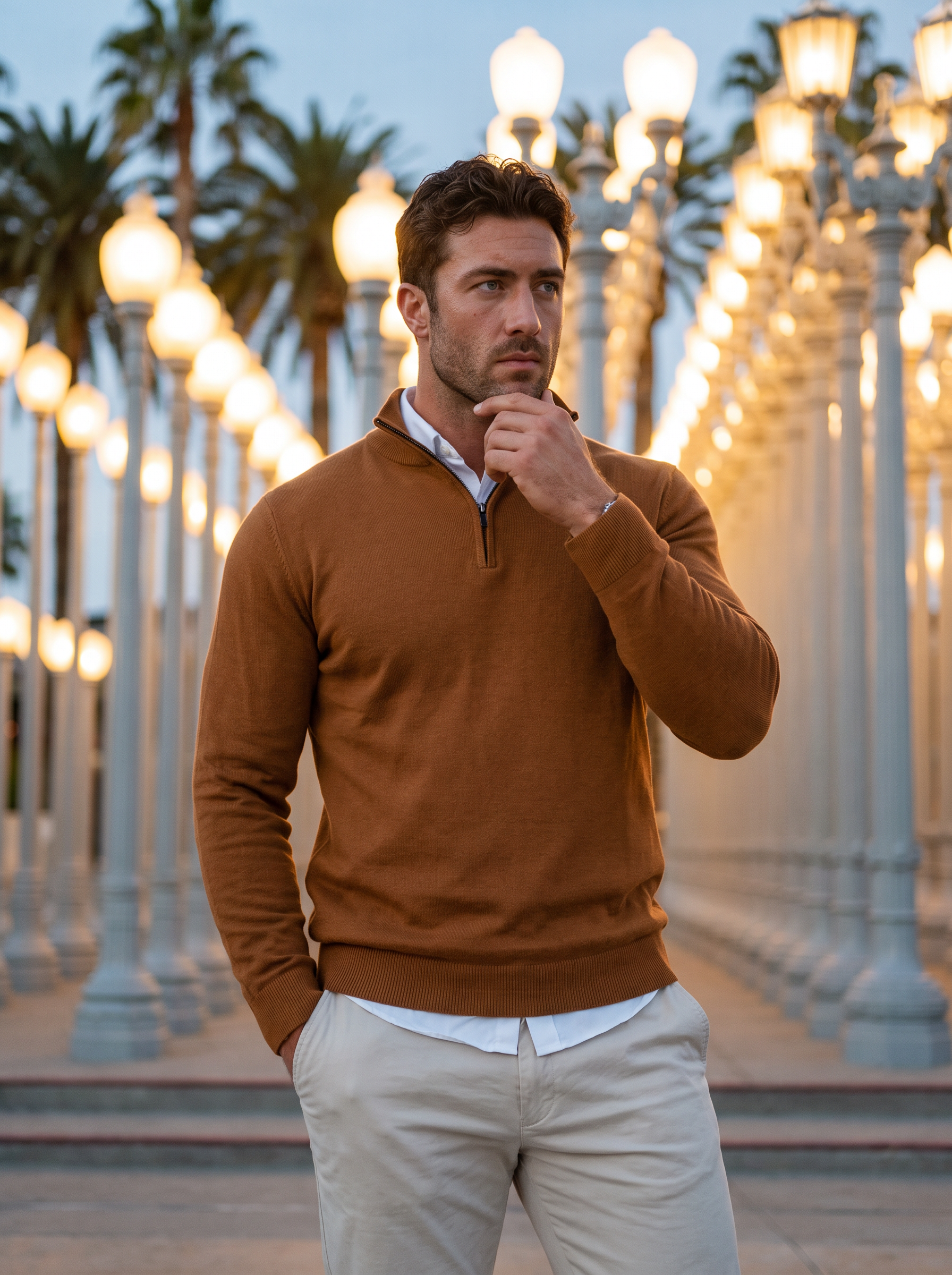 Quarter-Zip Mock Neck Knit Pullover