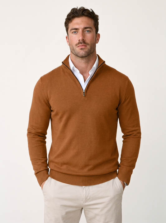 Quarter-Zip Mock Neck Knit Pullover