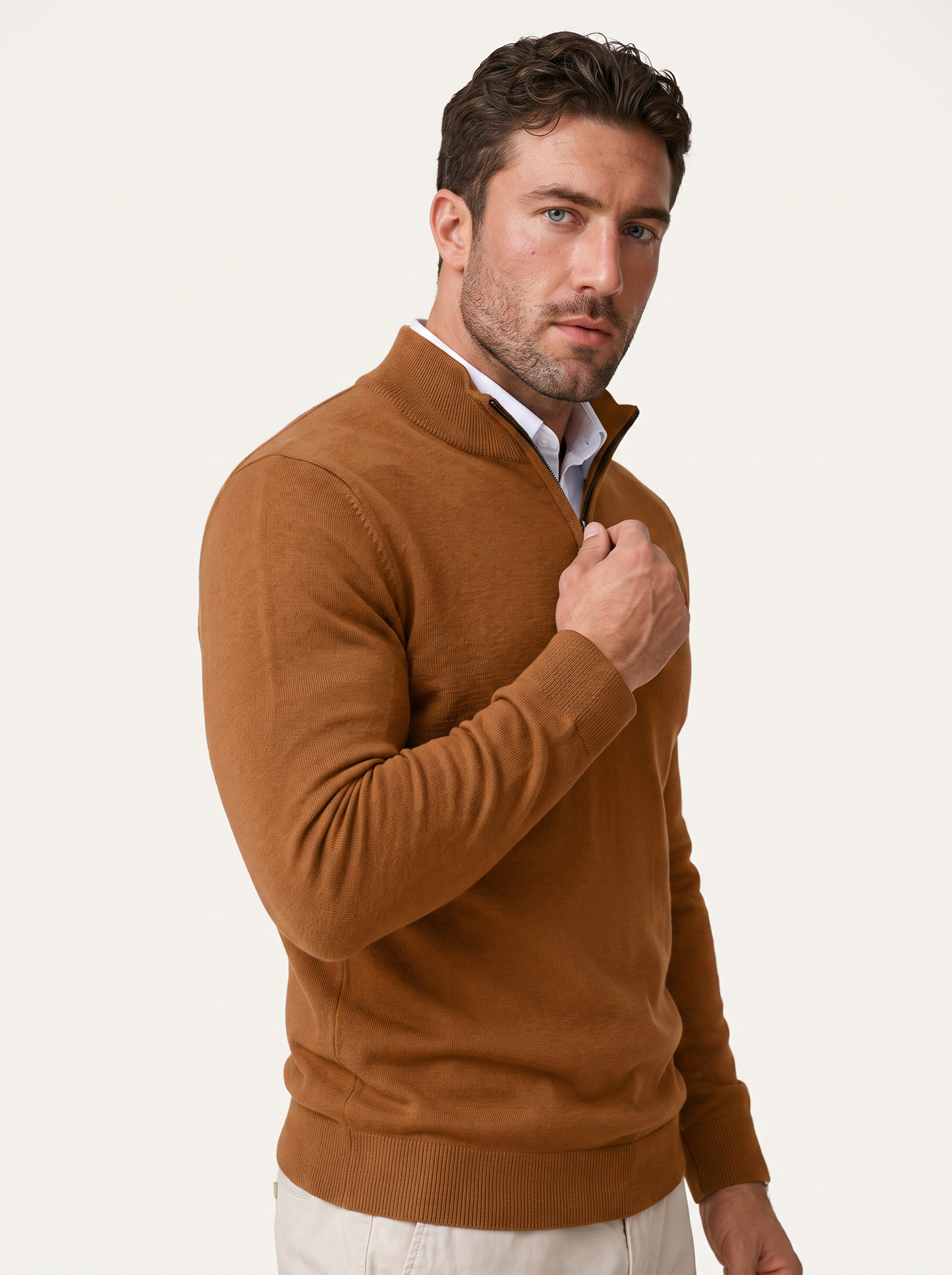 Quarter-Zip Mock Neck Knit Pullover