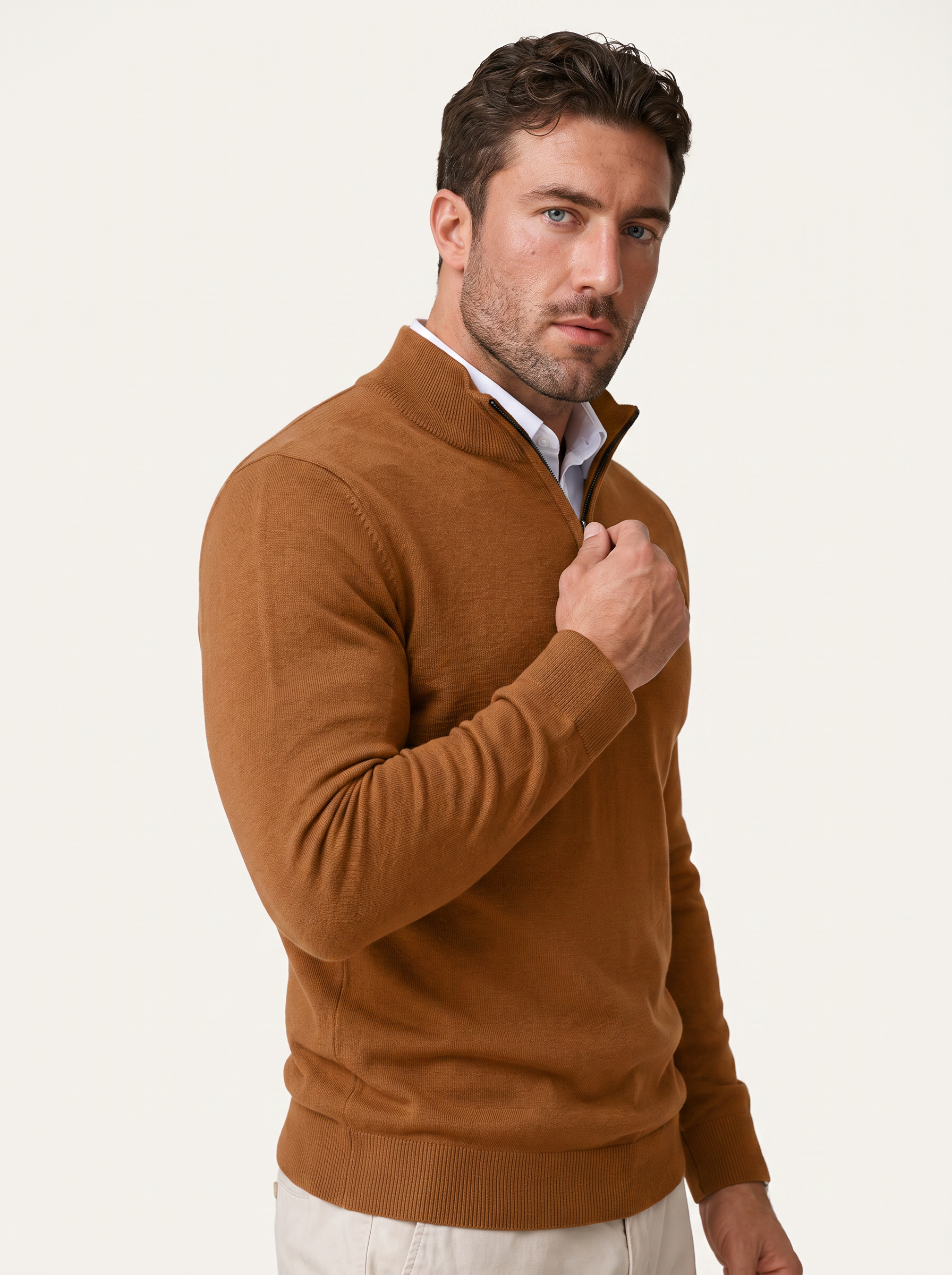 Quarter-Zip Mock Neck Knit Pullover