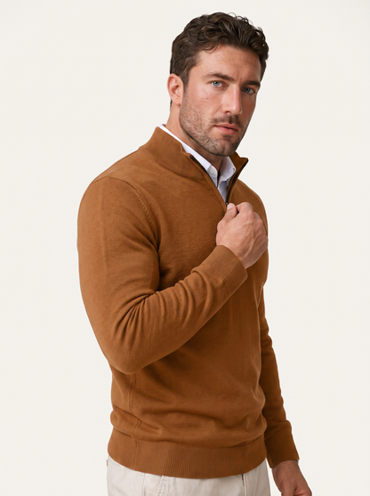 Quarter-Zip Mock Neck Knit Pullover