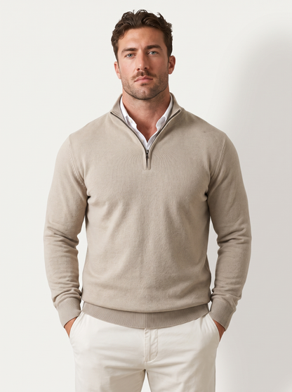 Quarter-Zip Mock Neck Knit Pullover