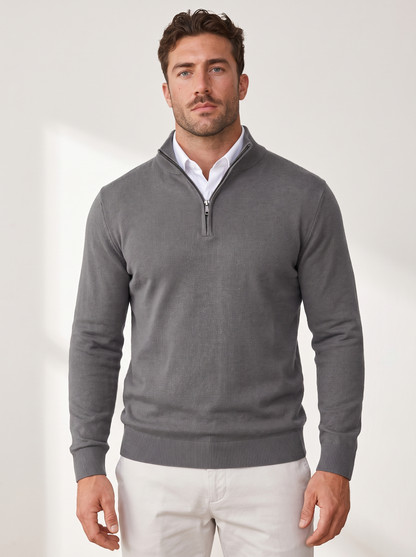 Quarter-Zip Mock Neck Knit Pullover