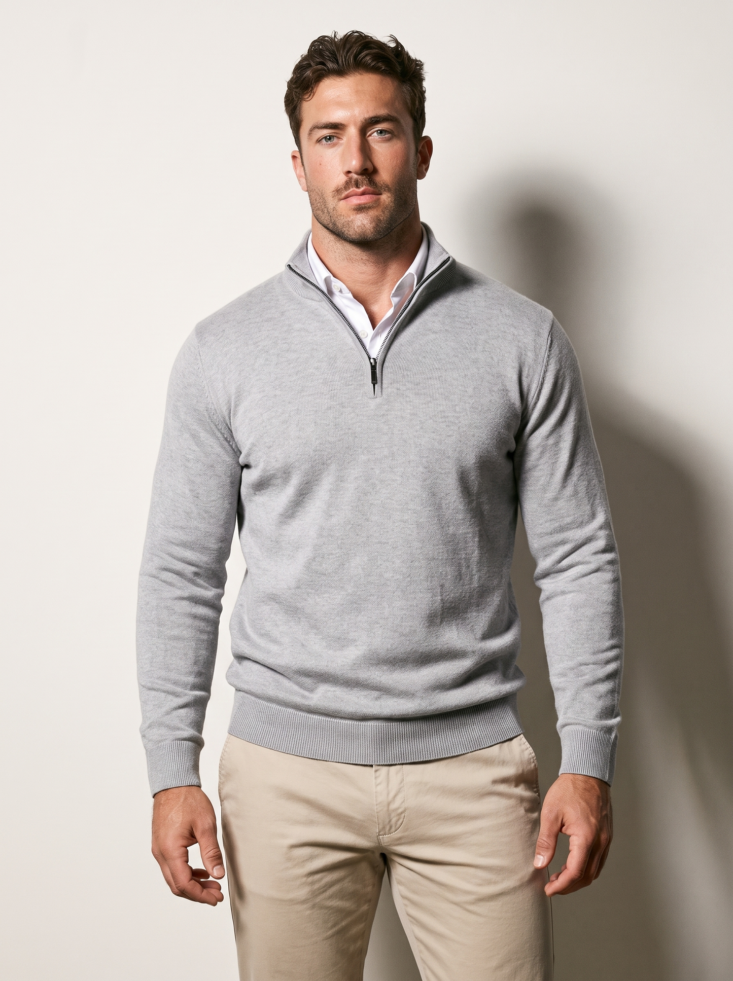 Quarter-Zip Mock Neck Knit Pullover