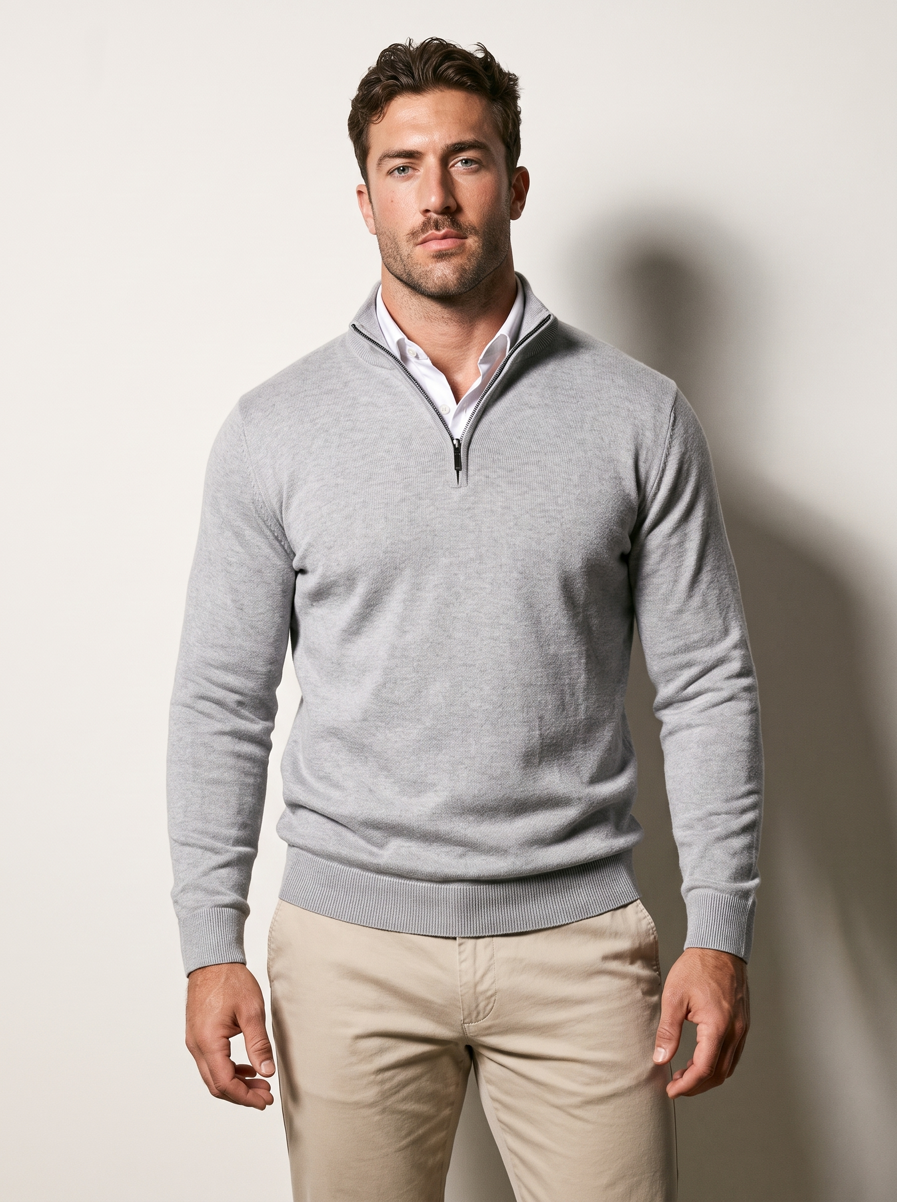 Quarter-Zip Mock Neck Knit Pullover