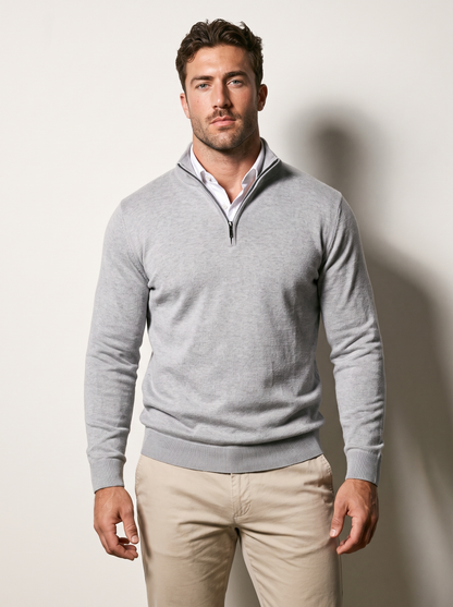 Quarter-Zip Mock Neck Knit Pullover