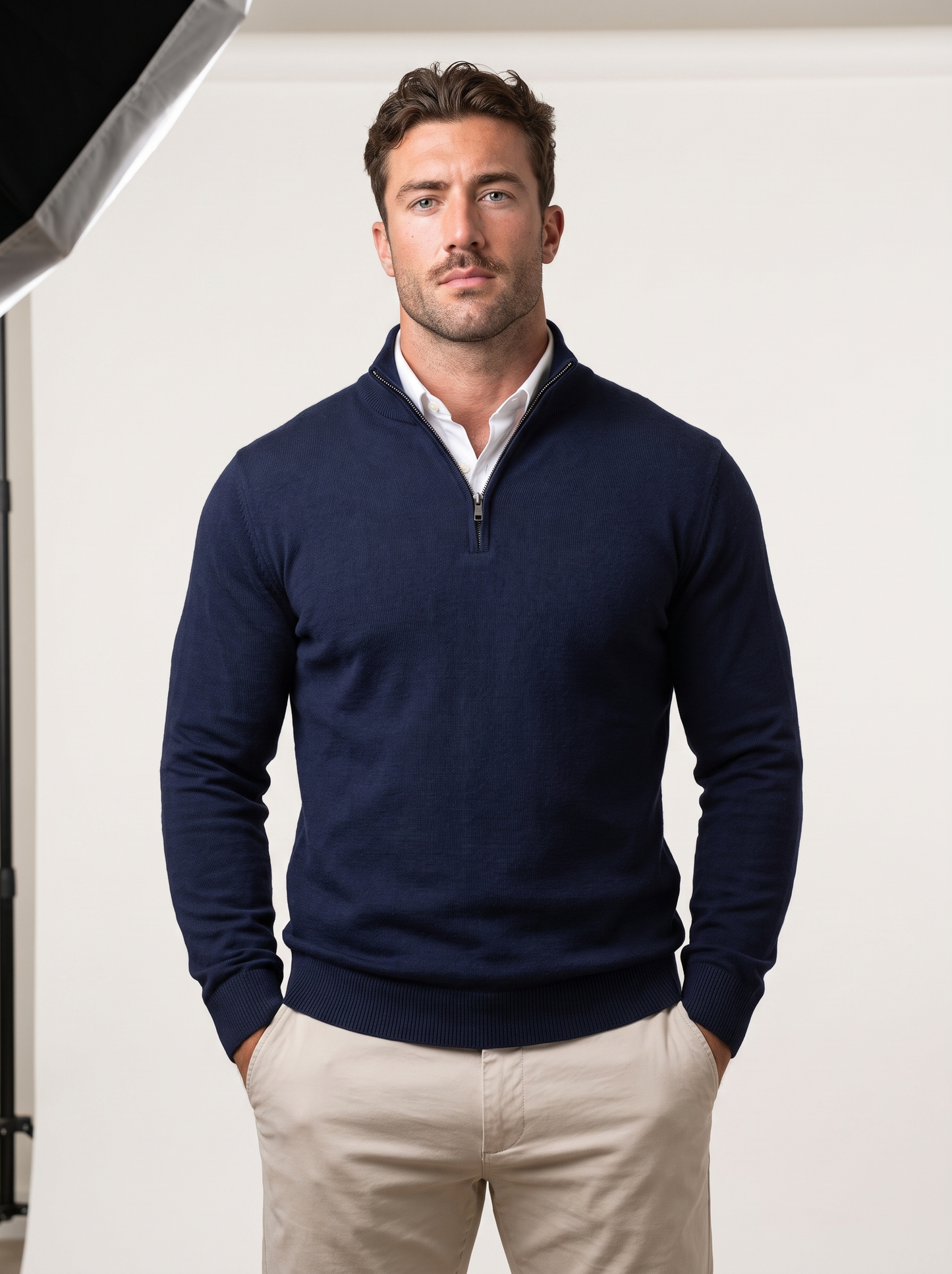 Quarter-Zip Mock Neck Knit Pullover
