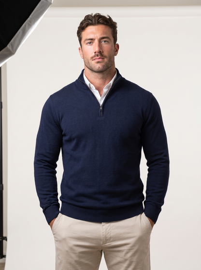 Quarter-Zip Mock Neck Knit Pullover