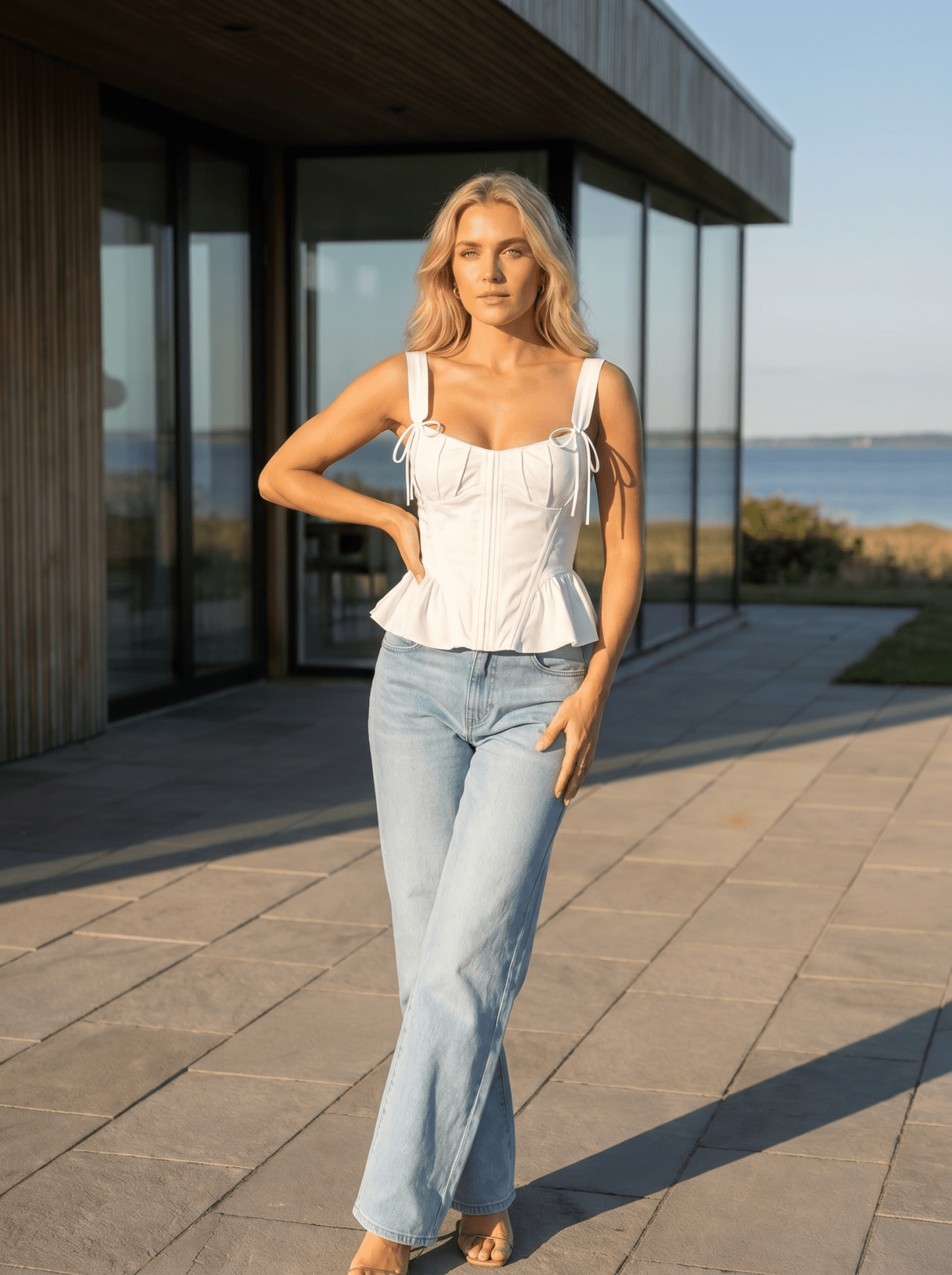 Pearl Corset Peplum Top - vencé