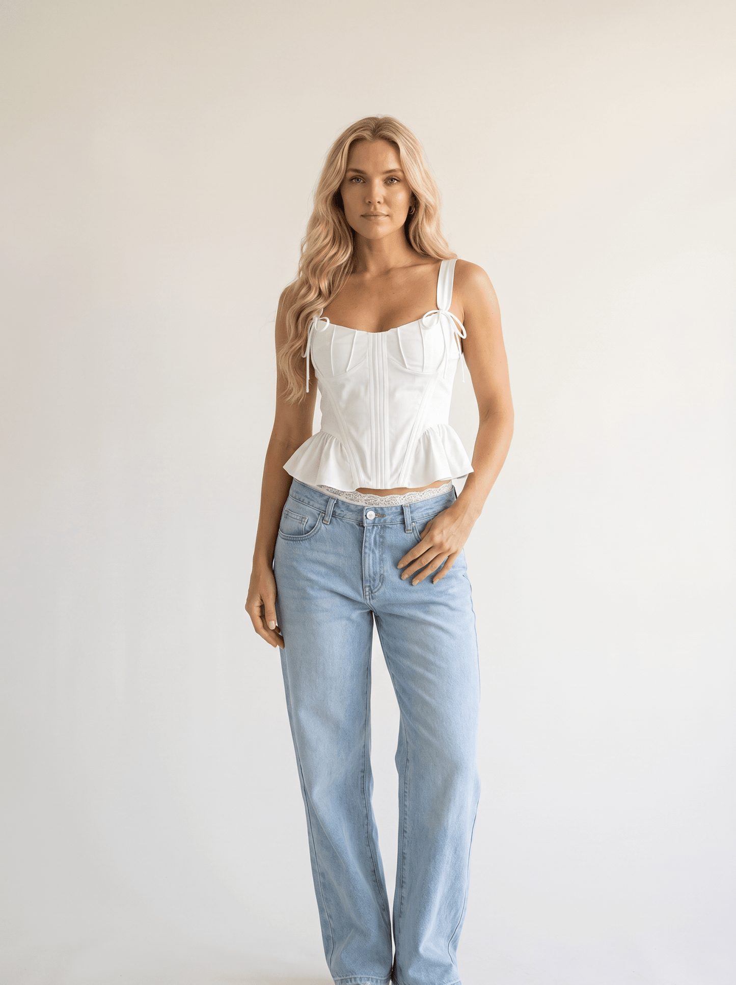 Pearl Corset Peplum Top - vencé