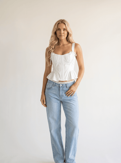 Pearl Corset Peplum Top - vencé