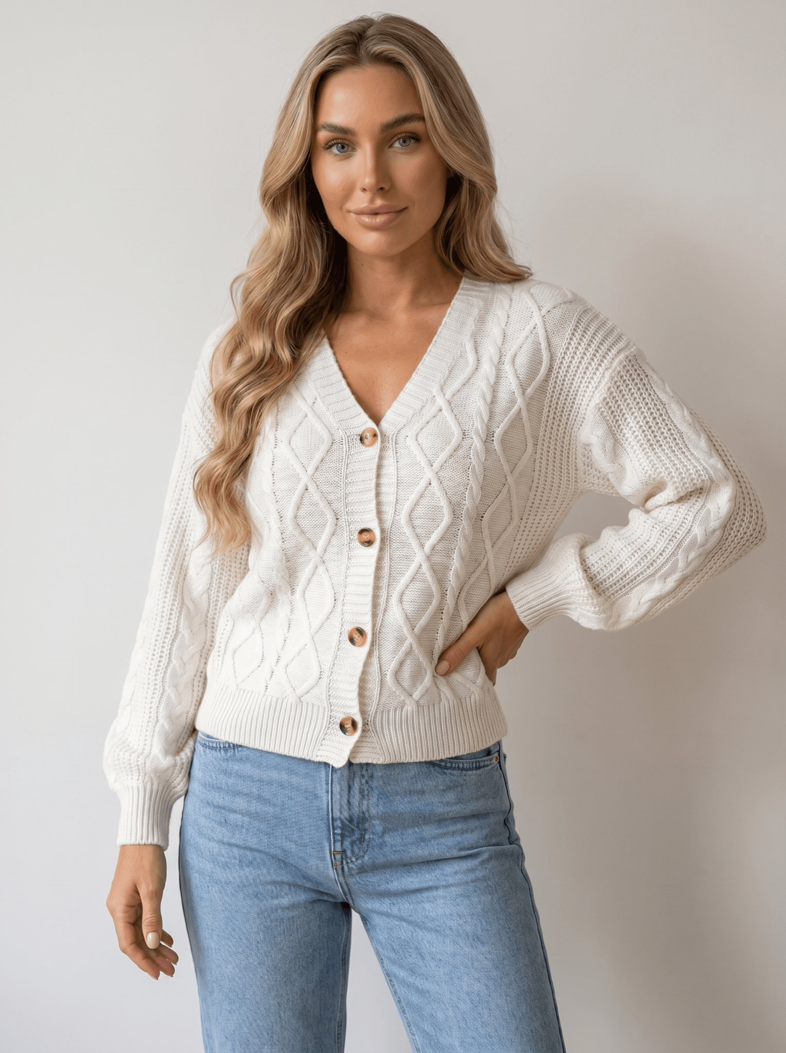 Pink Cable Knit Sweater Cardigan - vencé