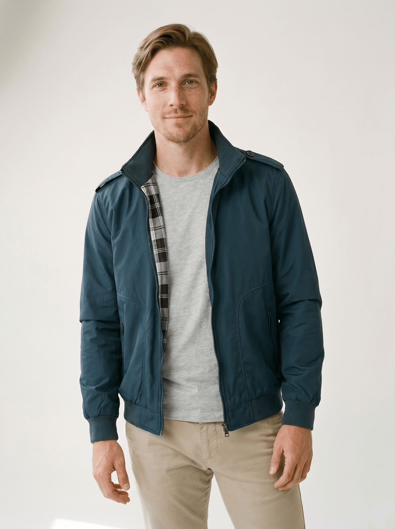 Plaid - Lined Stand - Collar Mens Bomber Jacket - vencé