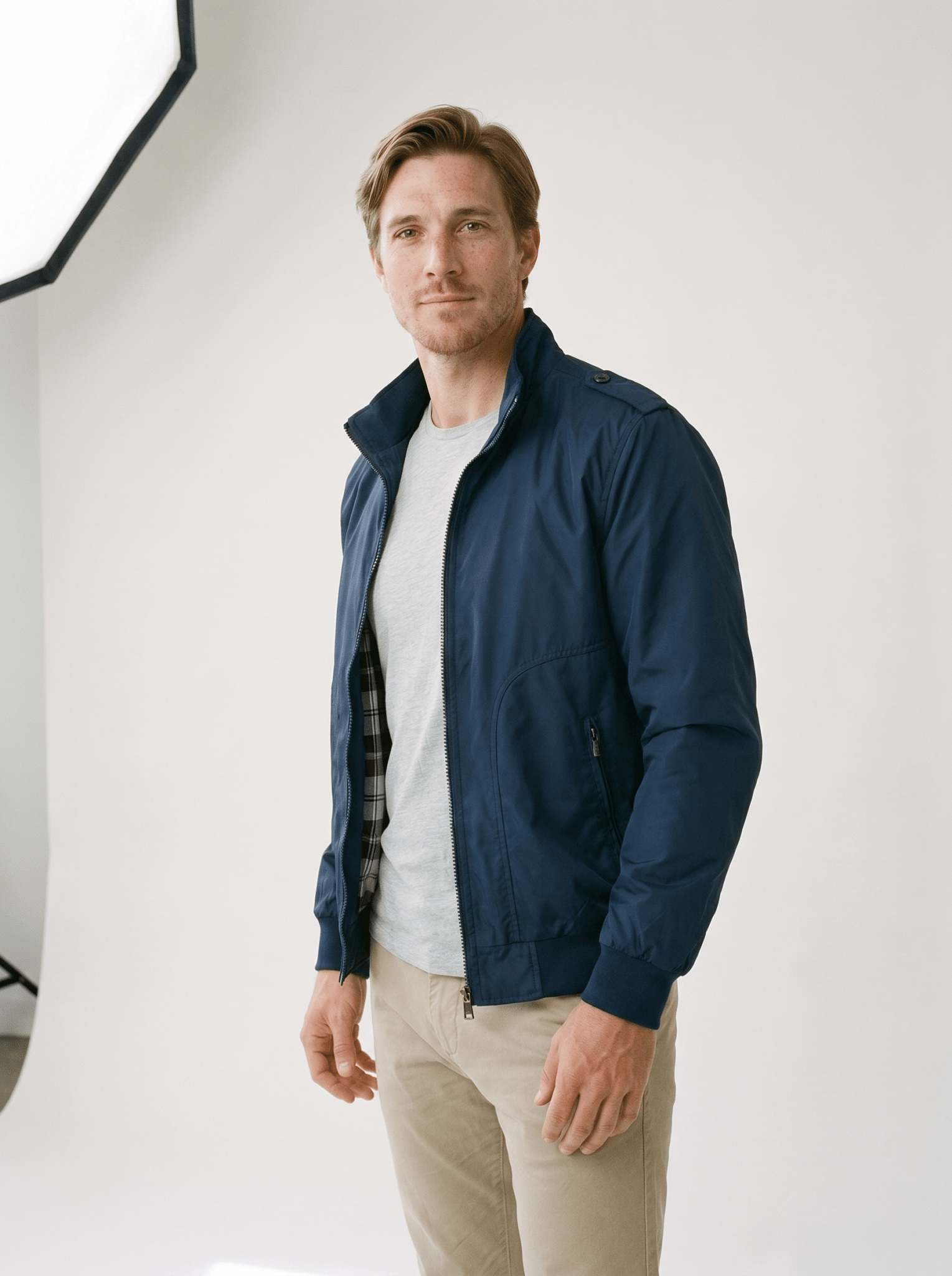 Plaid - Lined Stand - Collar Mens Bomber Jacket - vencé