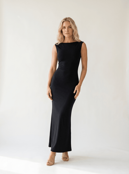 Polyester Backless Bodycon Dress - vencé