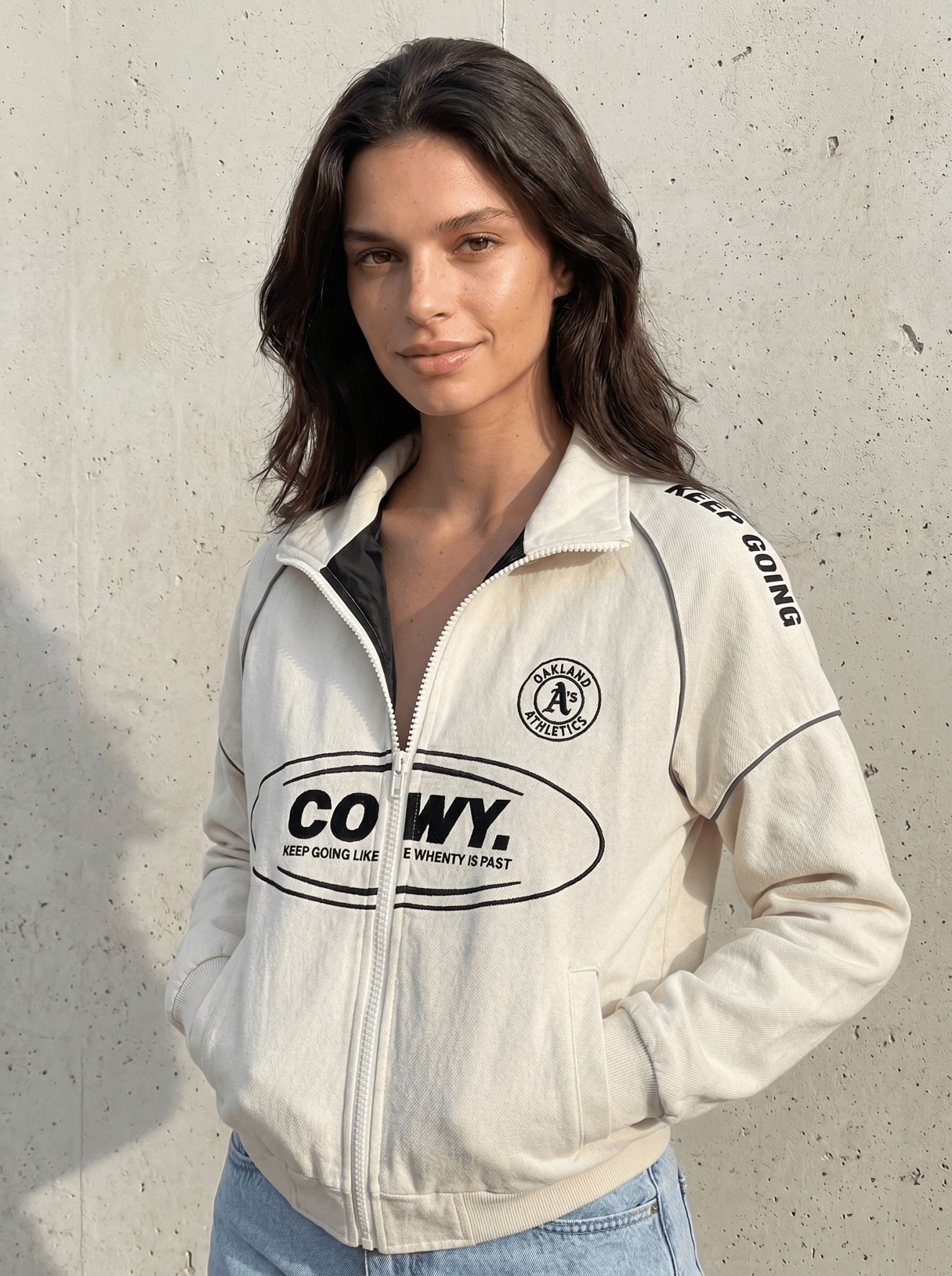 Print-Logo Womens Varsity Bomber Jacket - vencé