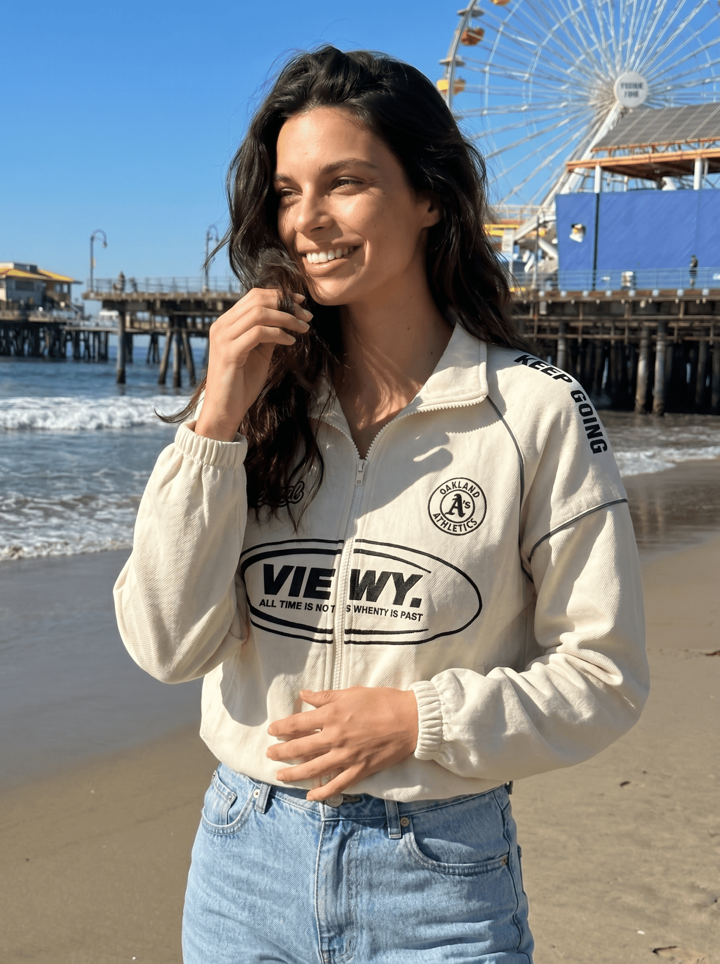 Print-Logo Womens Varsity Bomber Jacket - vencé