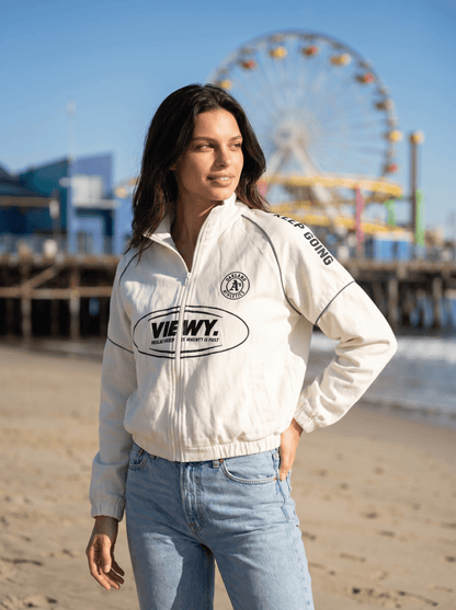 Print-Logo Womens Varsity Bomber Jacket - vencé