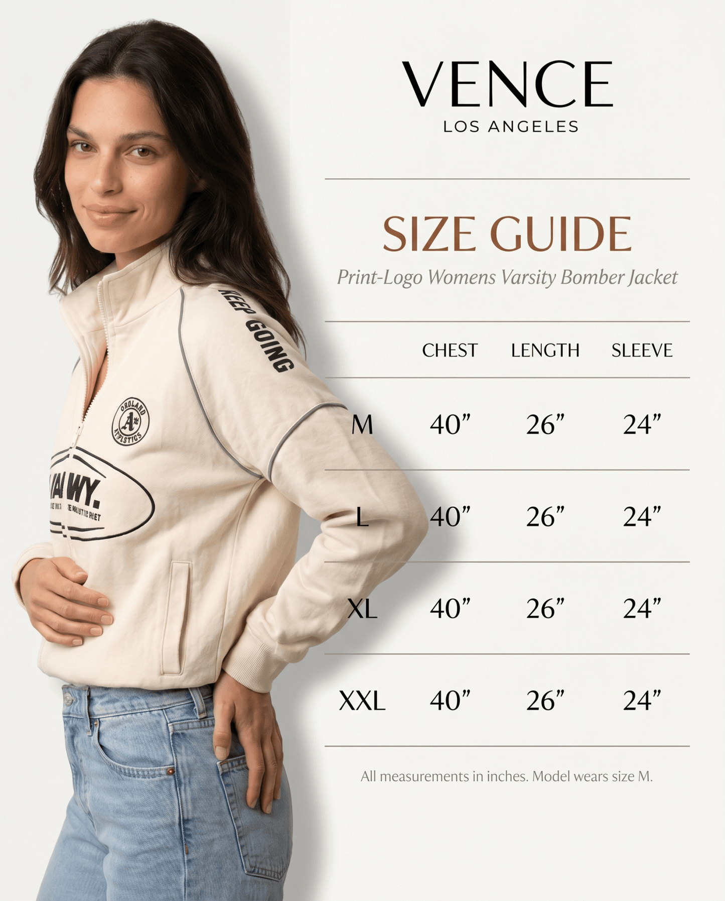 Print-Logo Womens Varsity Bomber Jacket - vencé