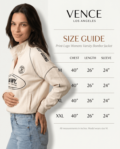 Print-Logo Womens Varsity Bomber Jacket - vencé