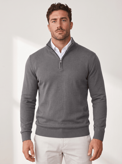 Quarter-Zip Mock Neck Knit Pullover - vencé