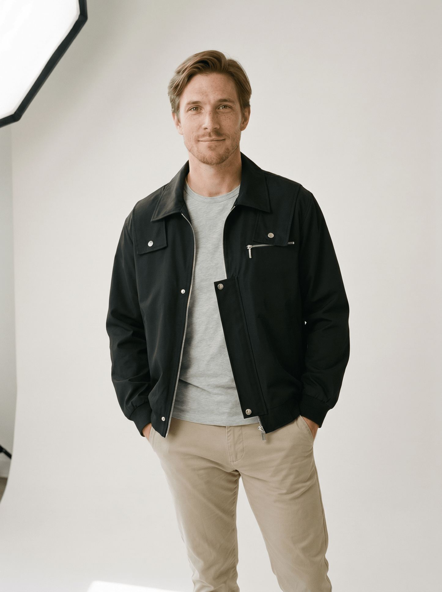 Retro Lapel Mens Bomber Jacket - vencé