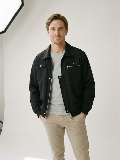 Retro Lapel Mens Bomber Jacket - vencé