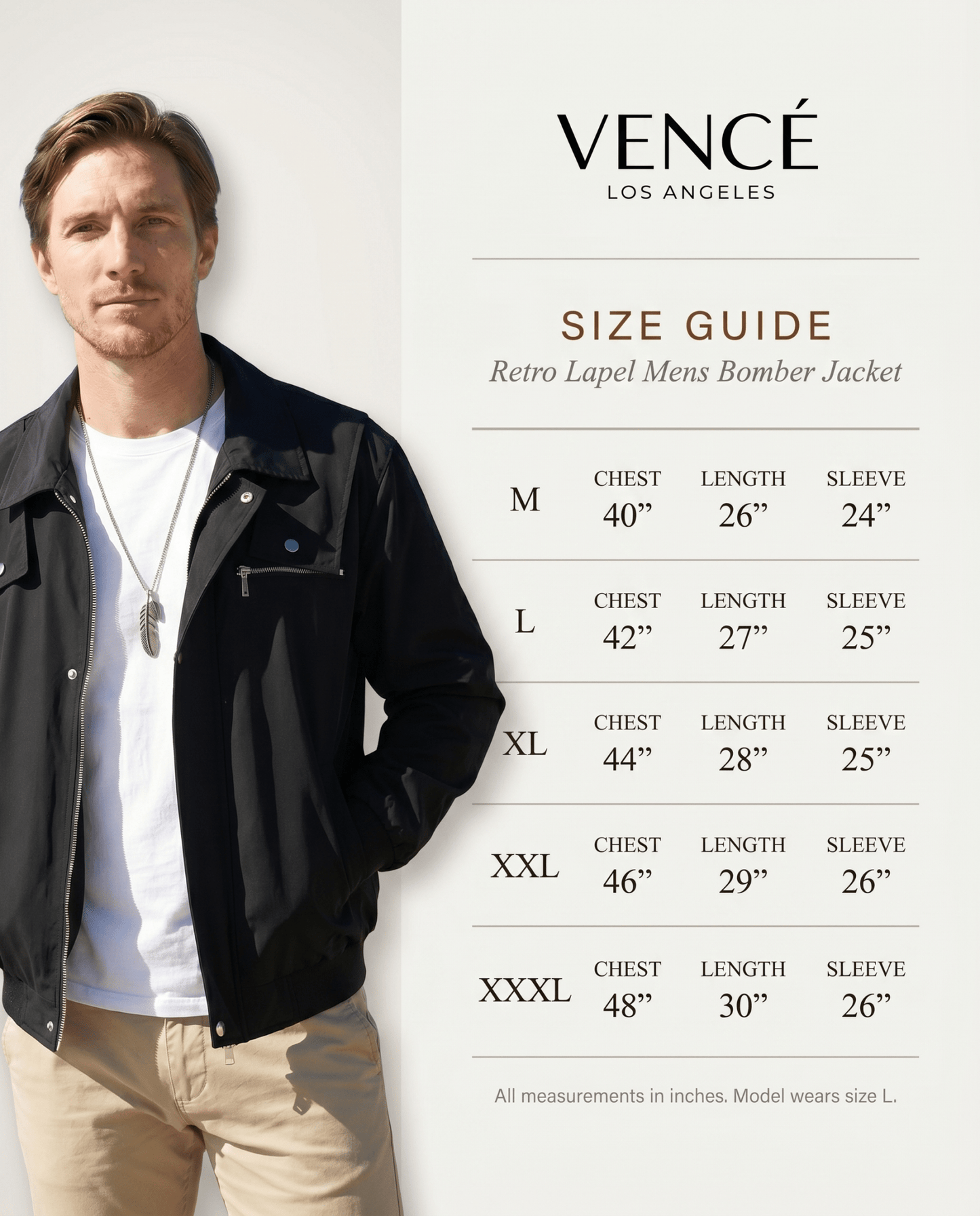 Retro Lapel Mens Bomber Jacket - vencé
