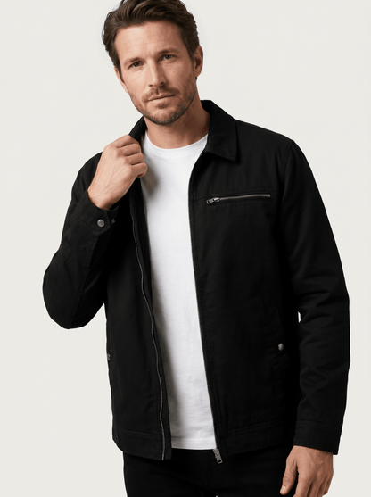 Retro Lapel Mens Bomber Jacket - vencé