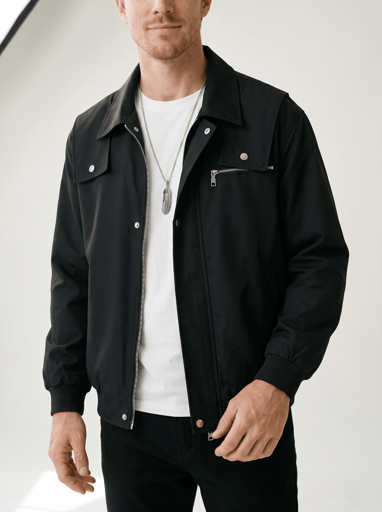 Retro Lapel Mens Bomber Jacket - vencé