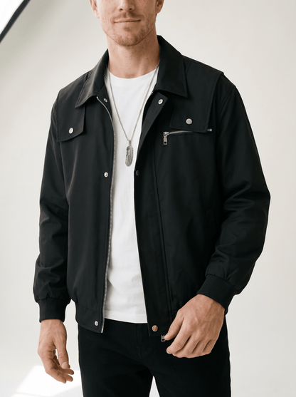 Retro Lapel Mens Bomber Jacket - vencé