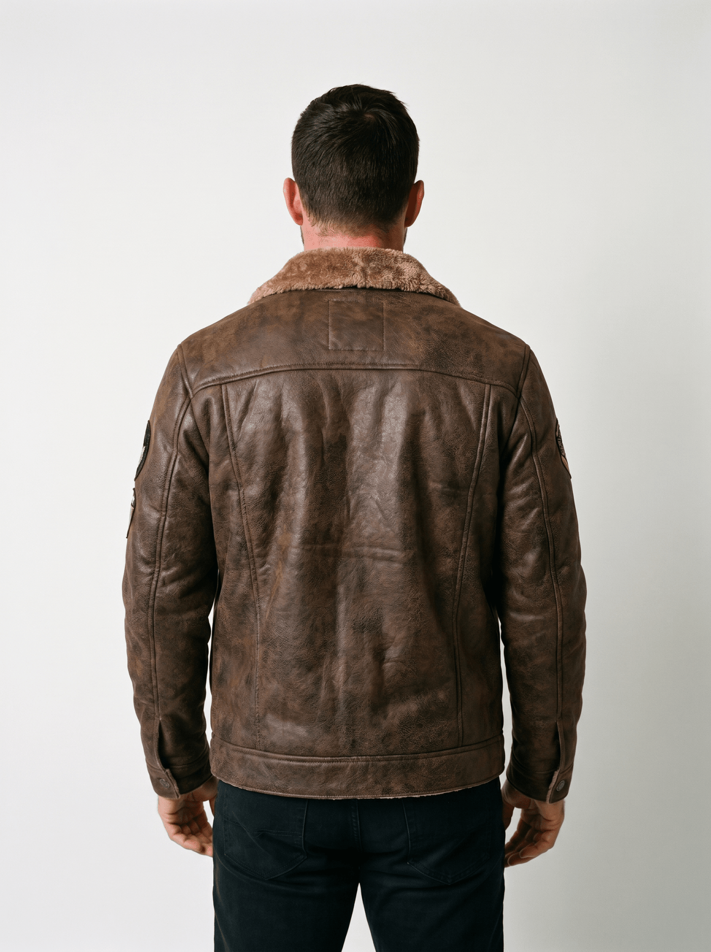 Sherpa - Lined Mens Leather Bomber Jacket - vencé