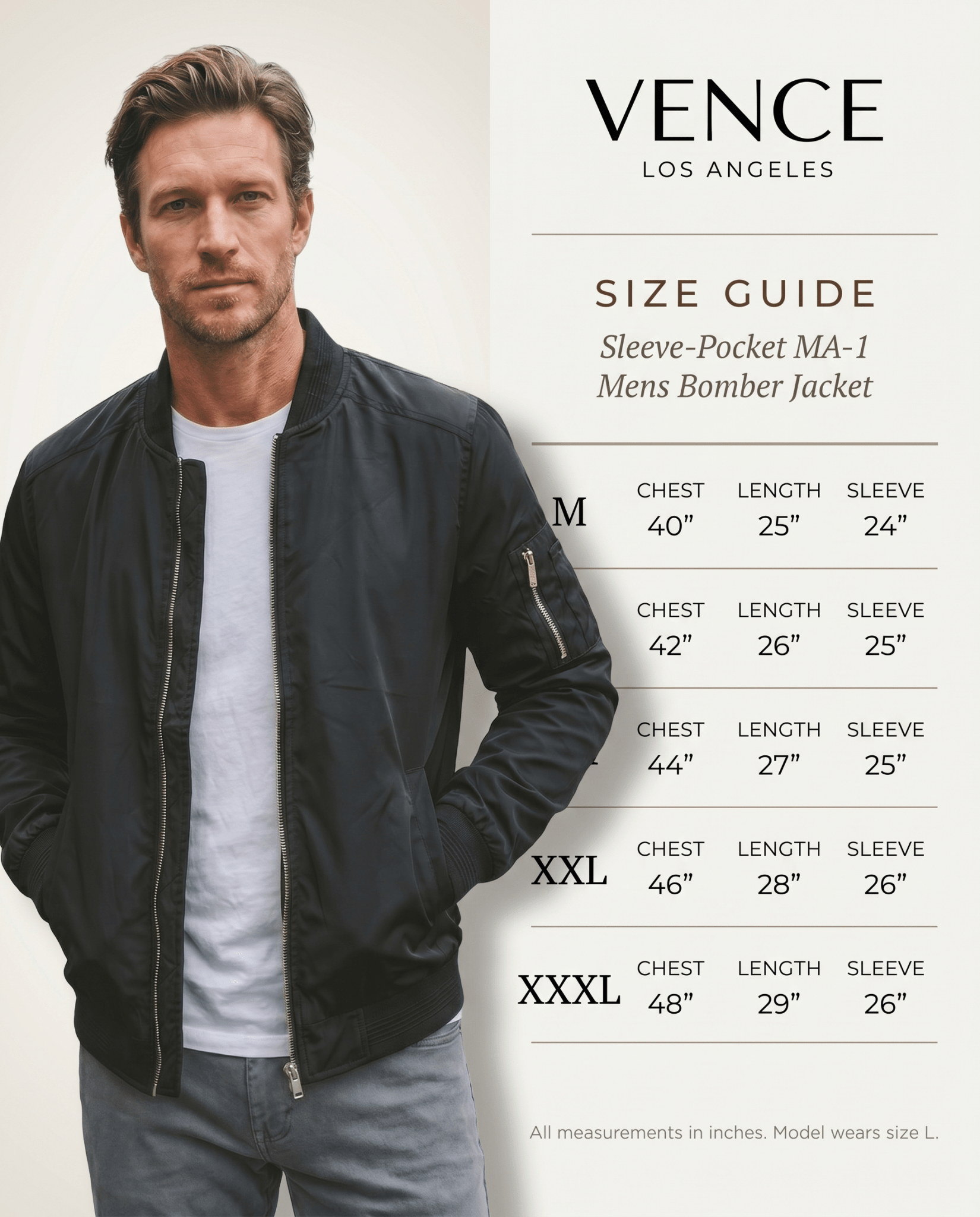 Sleeve - Pocket MA - 1 Mens Bomber Jacket - vencé