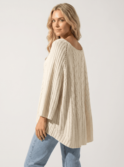 Sleeveless Round-Neck Knit Cape - vencé