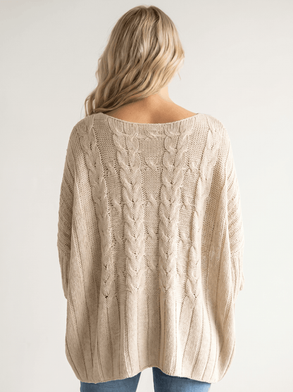Sleeveless Round-Neck Knit Cape - vencé