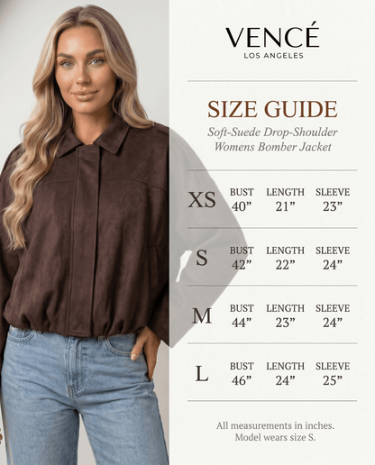 Soft - Suede Drop - Shoulder Womens Bomber Jacket - vencé