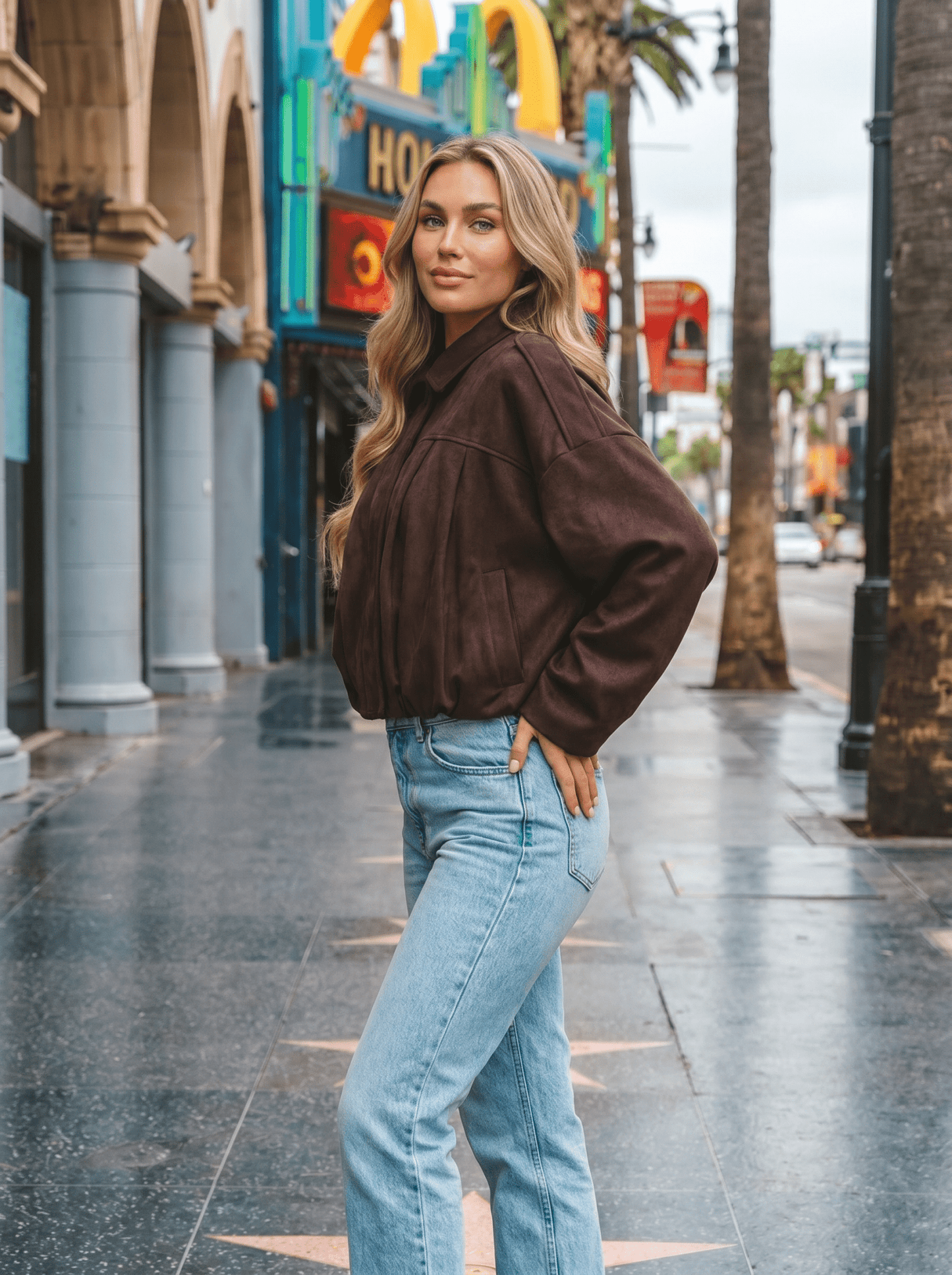 Soft - Suede Drop - Shoulder Womens Bomber Jacket - vencé