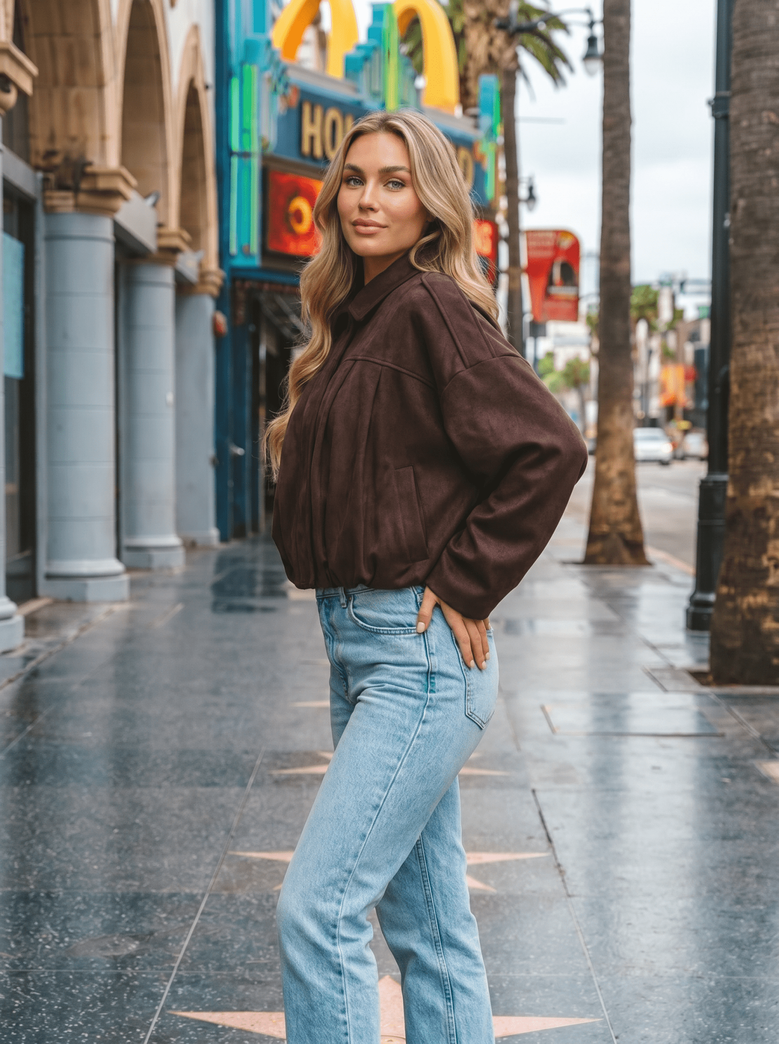 Soft - Suede Drop - Shoulder Womens Bomber Jacket - vencé