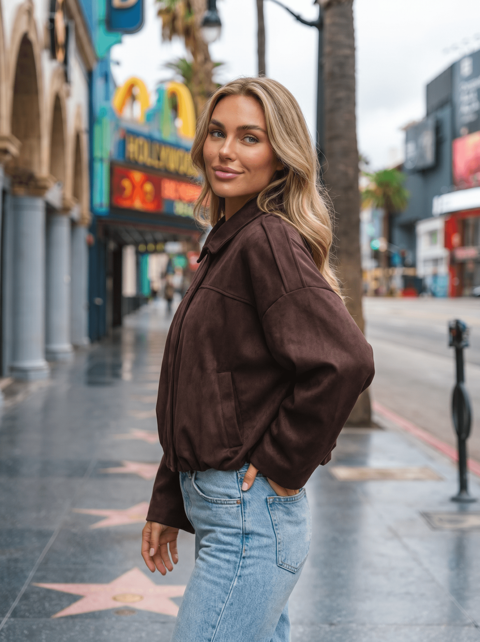 Soft - Suede Drop - Shoulder Womens Bomber Jacket - vencé