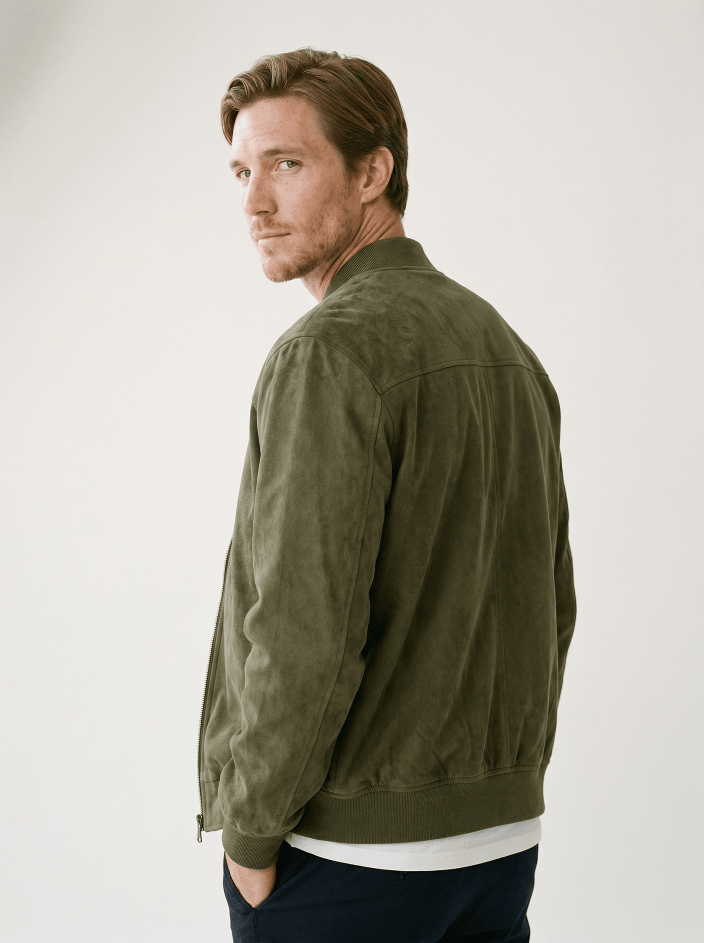 Soft - Suede Stand - Collar Mens Bomber Jacket - vencé