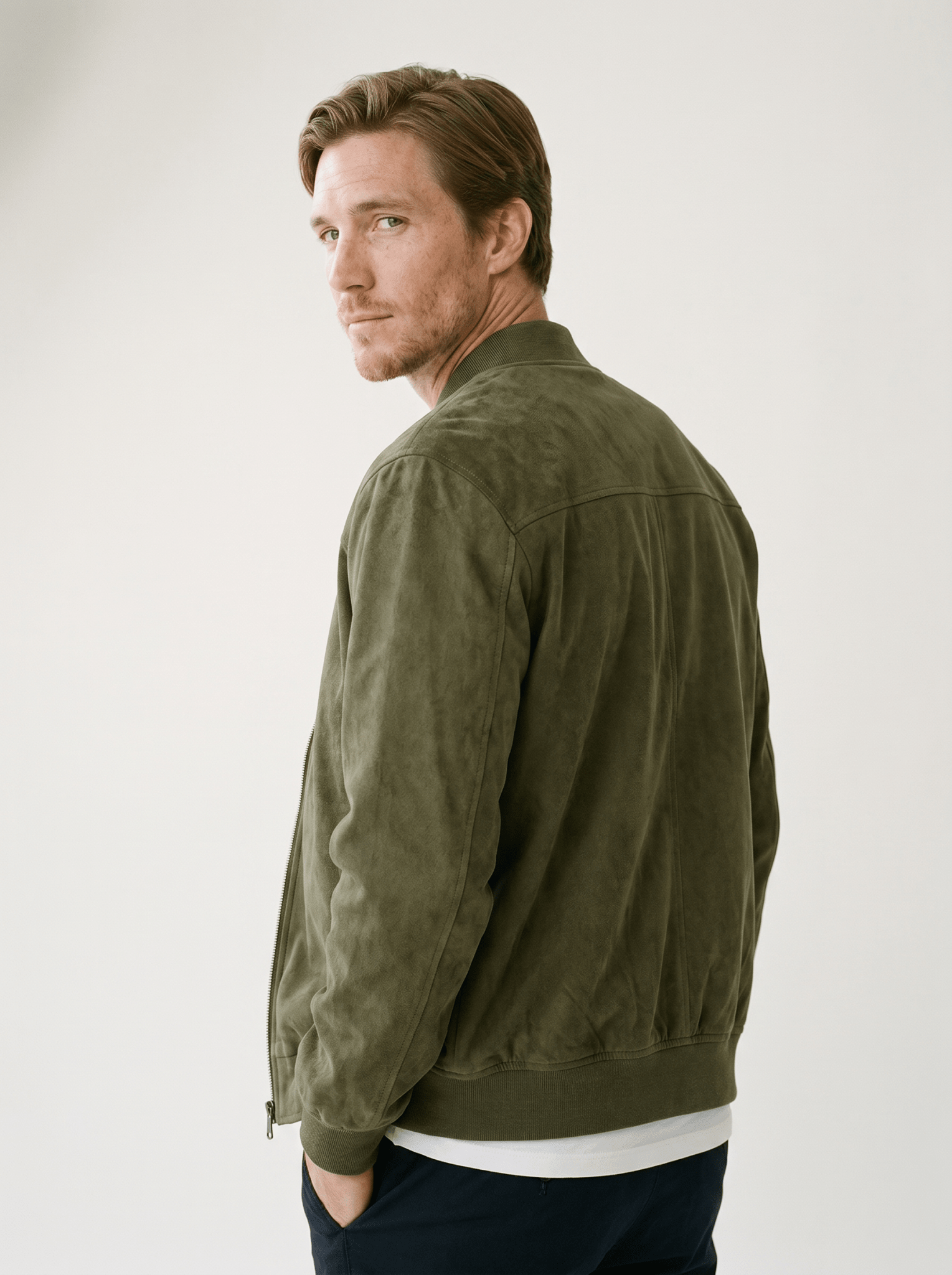 Soft - Suede Stand - Collar Mens Bomber Jacket - vencé