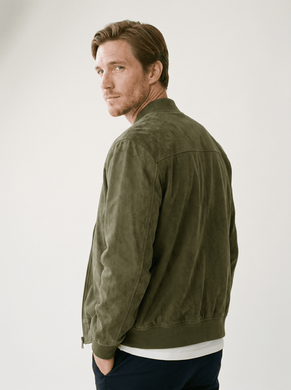 Soft - Suede Stand - Collar Mens Bomber Jacket - vencé
