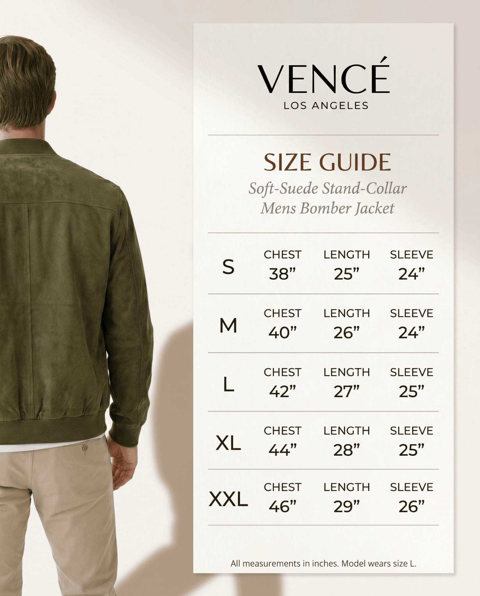 Soft - Suede Stand - Collar Mens Bomber Jacket - vencé