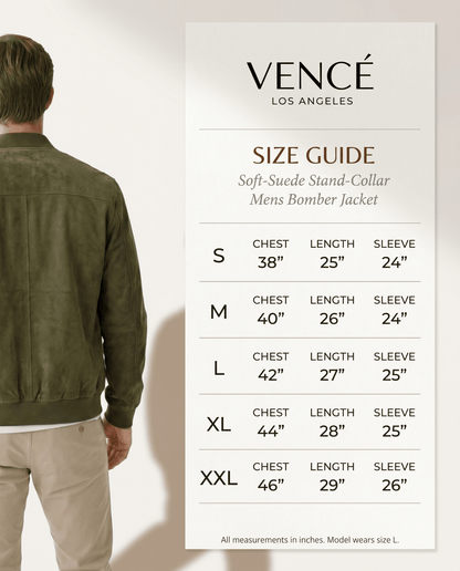 Soft - Suede Stand - Collar Mens Bomber Jacket - vencé
