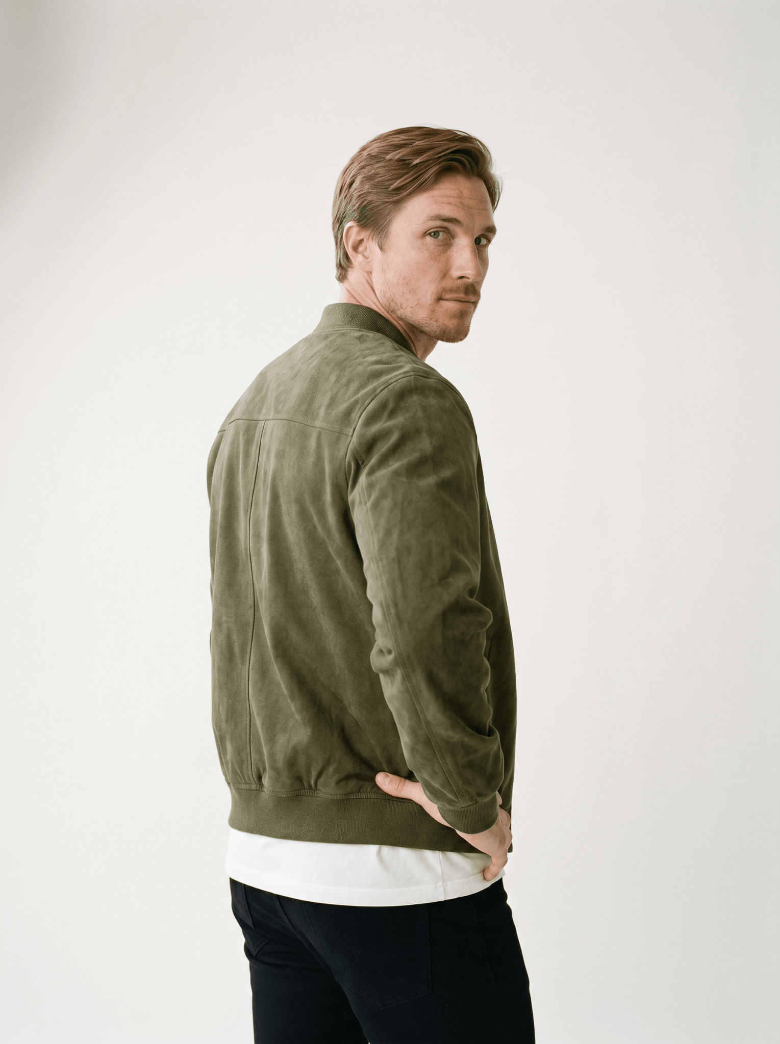 Soft - Suede Stand - Collar Mens Bomber Jacket - vencé