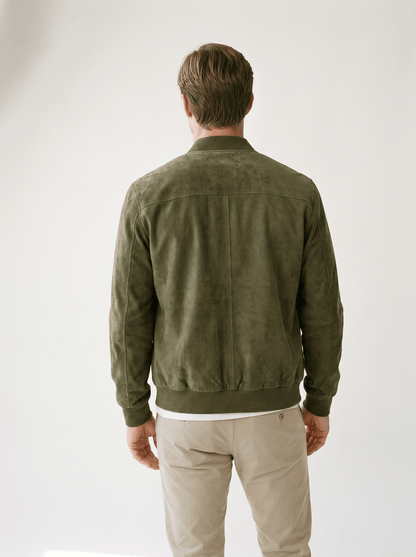 Soft - Suede Stand - Collar Mens Bomber Jacket - vencé
