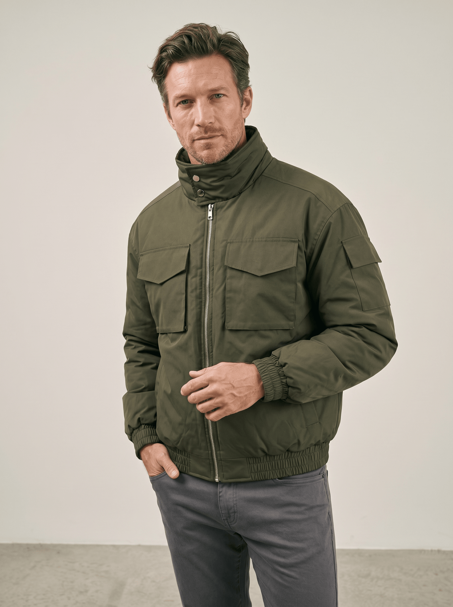 Stand - Collar Padded Workwear Bomber Jacket - vencé