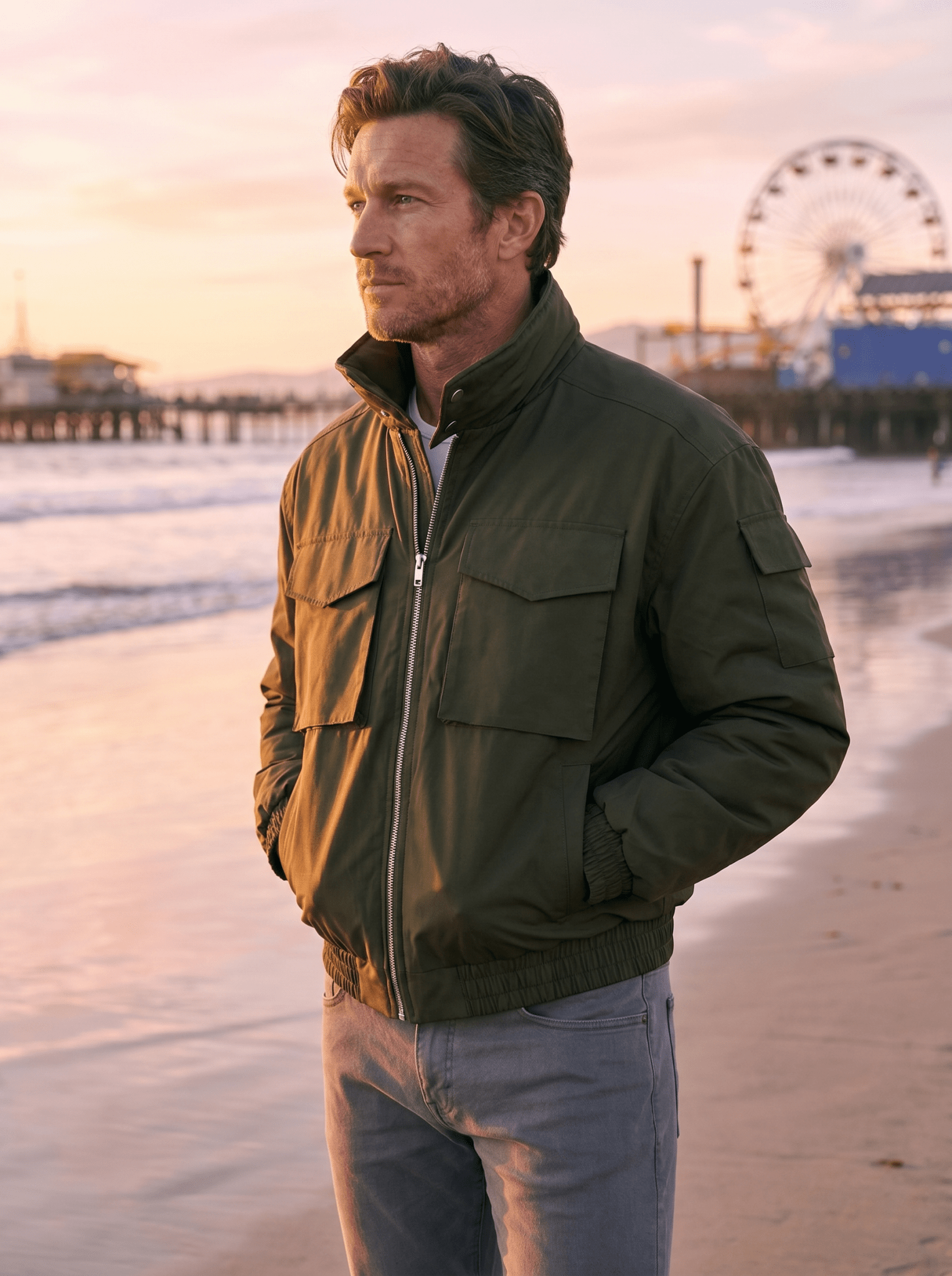 Stand - Collar Padded Workwear Bomber Jacket - vencé