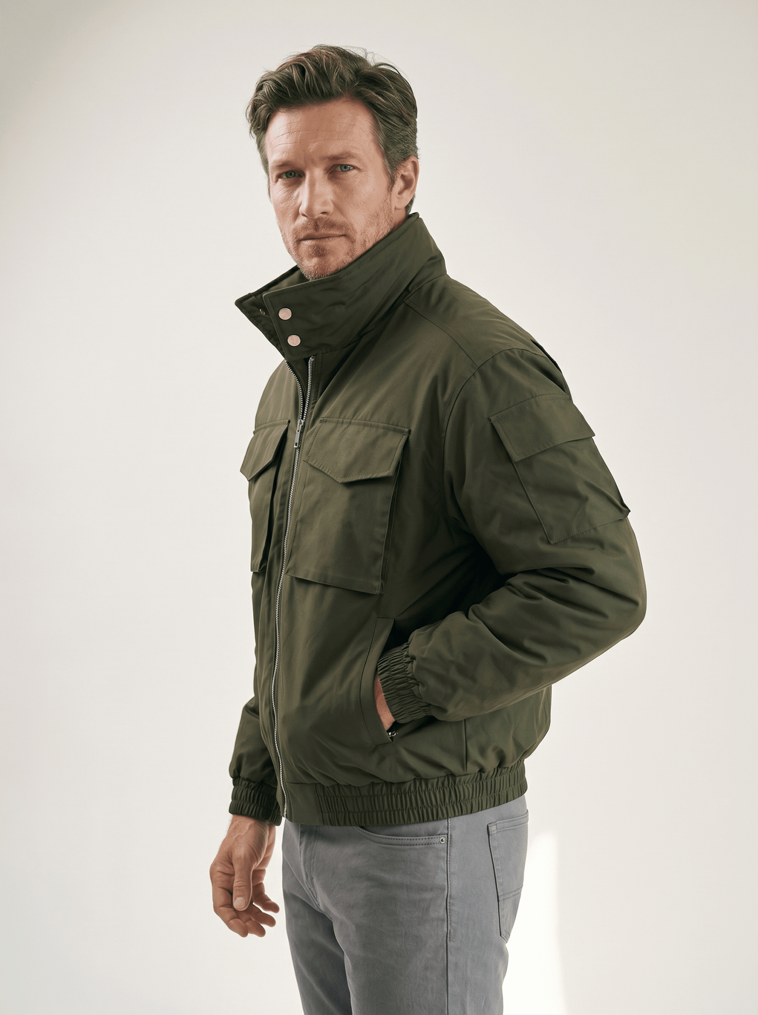 Stand - Collar Padded Workwear Bomber Jacket - vencé